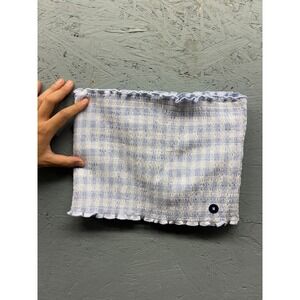 Hollister Tube Top Medium Blue White Gingham Reversible Strapless Smocked Ruffle